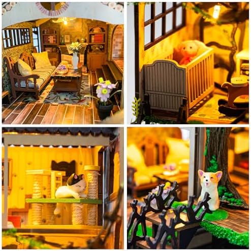 CUTEROOM Miniature House Kits for Adults, Mini Dollhouse Wooden Furniture Kit, DIY Craft Kits Creative Room Tiny House for Decoration-Fairytail Forest - Image 4