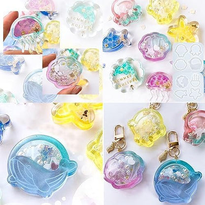 Resin Shaker Molds Set Sea Animals Keychain Charms Pack of 8 Epoxy Silicone Trays Precision Tip Applicator Bottle Kit Bundle - Image 3