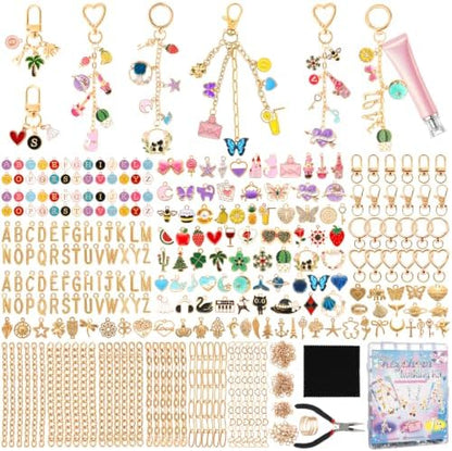 Zefy 552Pcs Charms Lip Gloss Keychain Making Kit, DIY Bag Charm Kit Gold by Zefy