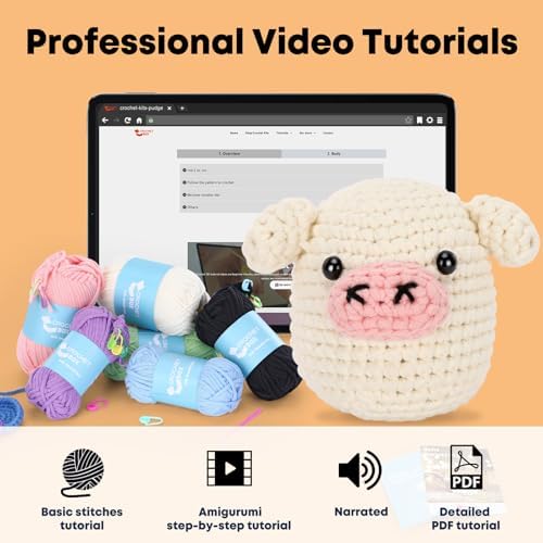 CrochetBox Pig and Highland Cow Crochet Kit for Beginners, Adults and Teen - Image 4