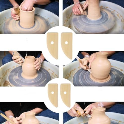 4 Pcs Pottery Ribs Wooden Clay Ceramic Sculpting Tools, 12cm x 5cm - Image 7