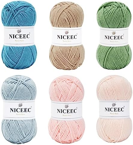 NICEEC 300g Soft Assorted Colors Yarn 100% Acrylic 870yds -Series 12 by NICEEC