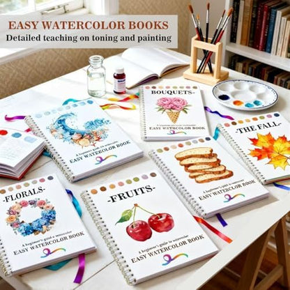 Watercolor Workbooks Coloring Book Beginner Friendly Painting Kit Easy Nature Scenes Paint Set Art Crafts for Creative Exploration Gift for Adults (Animals, with Palette) - Image 5