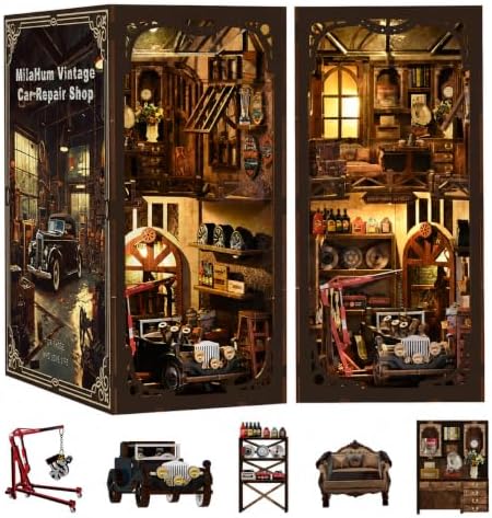 DIY Book Nook Kits for Adults, Vintage Car Repair Shop by Home