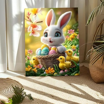 Happy Easter Paint by Numbers Kits for Adults, Paint by Number Beginner, Easter Bunny with Eggs, Canvas Painting by Numbers for Adults, Easy DIY Oil Painting Kits for Gifts Home Decor 16x20 Inch - Image 5