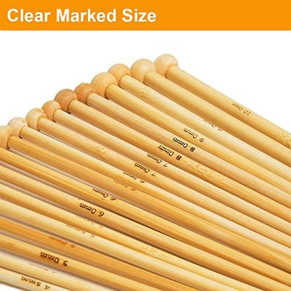 36PCS Bamboo Knitting Needles Set, BetyBedy Single Pointed Knitting Needles, 9 Inches Length Knitting Crochet Supplies for Beginners Handmade (18 Sizes from 2.0mm-10.0mm) - Image 5