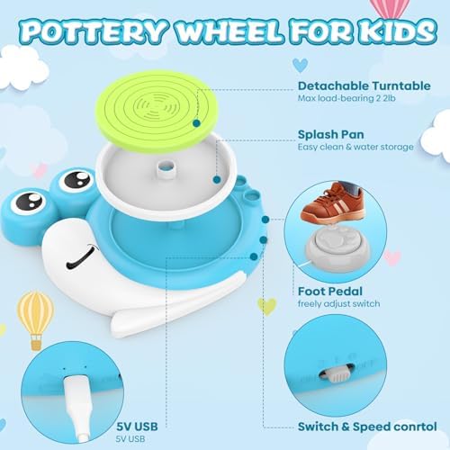 DCVREDF Pottery Wheel for Kids with 3 Clay Kits & Painting - Image 4