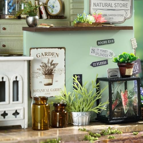 MAGQOO DIY Miniature Dollhouse Kit with Furniture Creative Room Mini Wooden Doll House Accessories DIY Doll House Room Box(Green Plant Studio) - Image 5