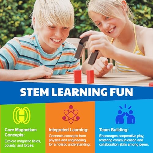 4M Magnet Science Kit for Kids Ages 5+ — 20+ Hands-On Experiments with 40+ Components, Build Maglev Transporter, Magnetic Racer, UFO & Compass Yacht, STEM Educational Toy Gift for Boys Girls - Image 5