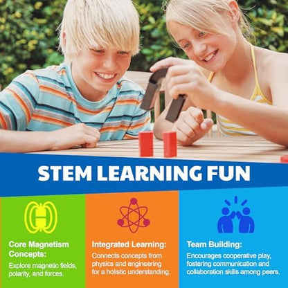 4M Magnet Science Kit for Kids Ages 5+ — 20+ Hands-On Experiments with 40+ Components, Build Maglev Transporter, Magnetic Racer, UFO & Compass Yacht, STEM Educational Toy Gift for Boys Girls - Image 5