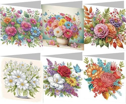 jinglinhh 6pcs Flowers in Full Bloom Diamond Art Painting Greeting Cards with Envelopes, DIY Card Making Kits for Adults, Diamond Art Postcards Christmas Cards Craft Gifts by Unknown