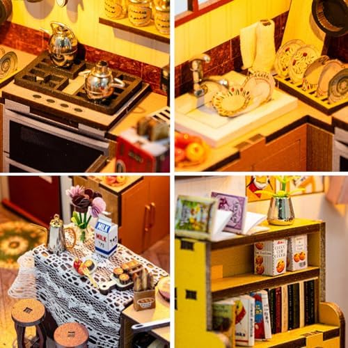 DIY Miniature House Kit with LED Lights,Mini House Kit DIY Dollhouse Kit for Adults to Build, Model Building Craft Kit, for Birthday Christmas - Image 5
