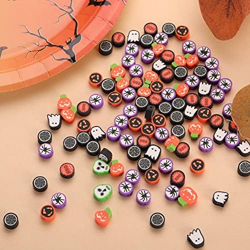 100pcs Halloween Beads 10mm Polymer Clay Spacer Beads for Women Jewelry Making DIY Bracelet Necklace Party Favor Halloween Decoration (Halloween 1) - Image 6
