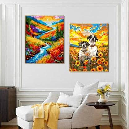 Yunnuo Landscape Paint by Numbers Kits for Adults, Easy Paint by Number Sunset and Creek, DIY Oil Painting with Brushes Acrylic Paints for Home Wall Decor 16x20 Inch - Image 4
