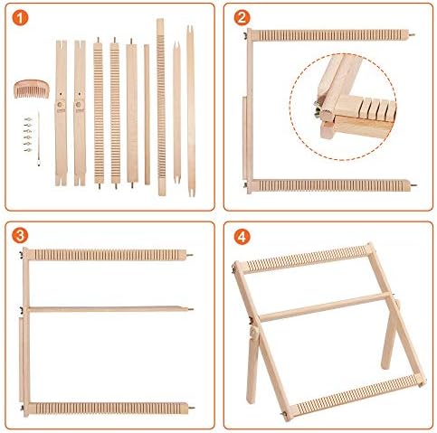 WILLOWDALE Weaving Loom for Kids, 16.5" L x 15.7" W Wooden Loom Kit - Image 3