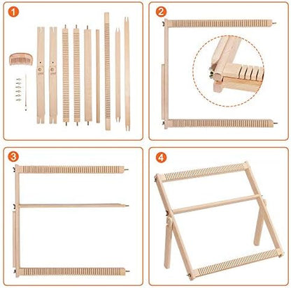 WILLOWDALE Weaving Loom for Kids, 16.5" L x 15.7" W Wooden Loom Kit - Image 3
