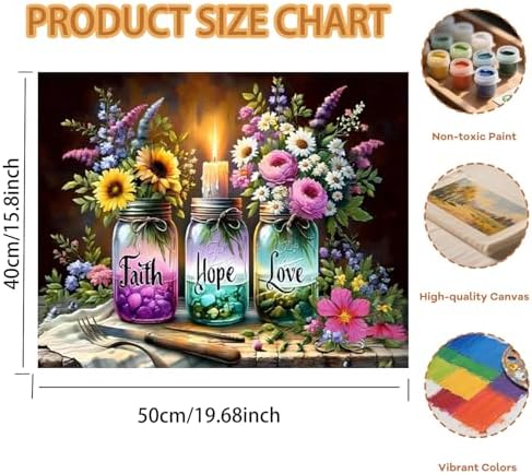 Pxzcrypha Faith Hope Love Paint by Number Kits for Adult Beginner 16X20inch - Image 2