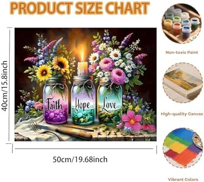 Pxzcrypha Faith Hope Love Paint by Number Kits for Adult Beginner 16X20inch - Image 2