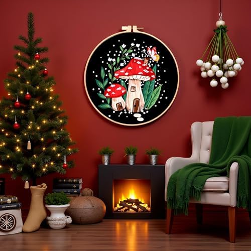 Haootadiy Beginner Embroidery Kit for Adults, Easy Cross Stitch Kit for Beginners and Adults, Full Embroidery Hoop Kit with Needles and Thread Included (Pattern 8) - Image 6