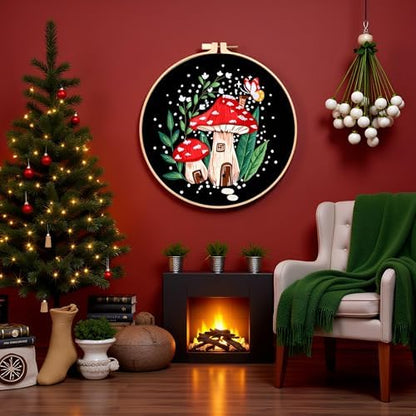Haootadiy Beginner Embroidery Kit for Adults, Easy Cross Stitch Kit for Beginners and Adults, Full Embroidery Hoop Kit with Needles and Thread Included (Pattern 8) - Image 6