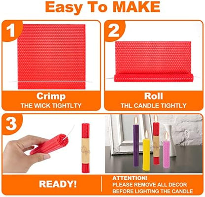 Thleunei Beeswax Sheets for Candle Making - Beeswax Candle Making Kit for Kids-Christmas Candle Making Kit for Adults-Candle Rolling Kit DIY Candle Maker - Candle Starter Kit Beeswax Candle Kit - Image 3