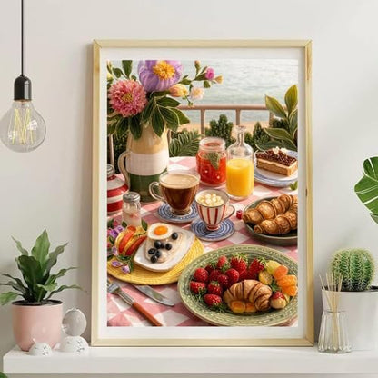 Jiqinsiye Adults Paint by Number Kits,Afternoon Tea Painting by Number Kits on Canvas,Large Color by Numbers Adult Watercolor Gifts for Friends Wall Decor - Image 2