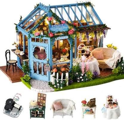 CUTEROOM 1:24 Scale DIY Miniature Dollhouse with Furniture-Rose Tea Garden by CUTEROOM