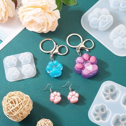 3Pcs Dog Cat Paw Print Silicone Molds Cute Puppy Kitten Paw Resin Casting Molds Pet Dog Paws Print Kit for DIY Epoxy Resin Crafts Dog Memorial Pieces Keychain Supplies 3 Sizes - Image 3
