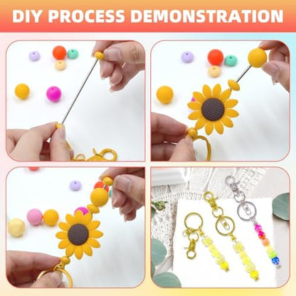 48 Pcs Beadable Keychains Bars bulk - 24 Gold & Silver DIY Metal Beaded Keychain Making Kit + 24 Bags Included, Bead Keychain Supplies,Blank Key Chain, Perfect for Women, Men, Birthday Gift - Image 4