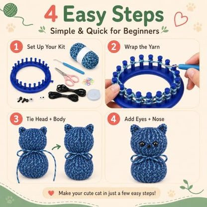 Aeelike Beginner Round Loom Kit,Vedio Learn to Knit Cat,Family Craft Gift - Image 2