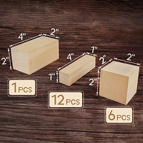 Basswood Carving Blocks, 19PCS Whittling Wood Blocks Kit with 3 Different Sizes, Bass Wood for Carving Easy to Use, for Kids and Adults - Image 3