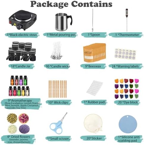 Haccah Complete Candle Making Kit with Wax Melter,Candle Making Supplies,DIY Arts&Crafts Kits Gift for Kids,Beginners,Adults,Including Soy Wax, Electronic Stove,Wicks,Rich Scents, Etc. - Image 6