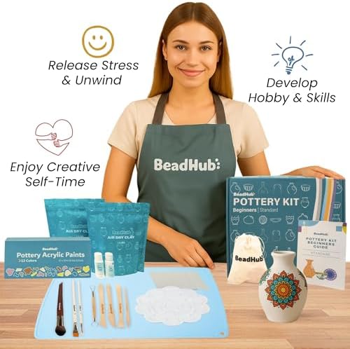 Pottery Kit for Beginners 2.2Lbs Air Dry Clay for Adults with Sculpting Tools, Paint, Glaze, Air-Dry Modeling Clay Molding, Sculpt & Painting Set, Hobby Date Night DIY Art Craft Kits -Standard (White) - Image 5