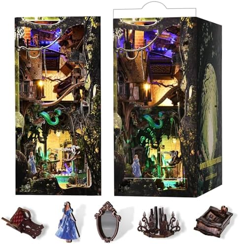 MiniCity Down the Rabbit Hole DIY Book Nook Kit, Miniature Puzzle with LED by MiniCity