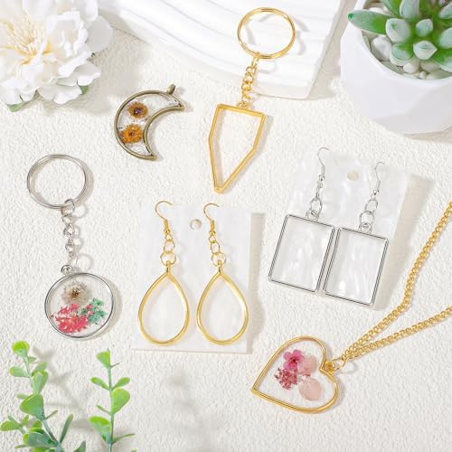 Gartful 60PCS Open Bezels for Resin Jewelry Making, Earring Making Kit, Geometric Frame Charms for Pendants, Earrings, Necklaces, DIY Crafts, 10 Styles - Image 6