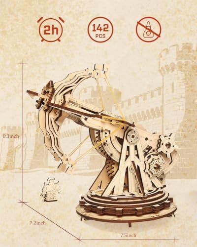 Rowood 3D Wooden Puzzles Catapult Kit for Adults, DIY Catapult Mechanical Wooden Model Kits Toys to Build for Adult, Cool Birthday Gift Choice - Image 5
