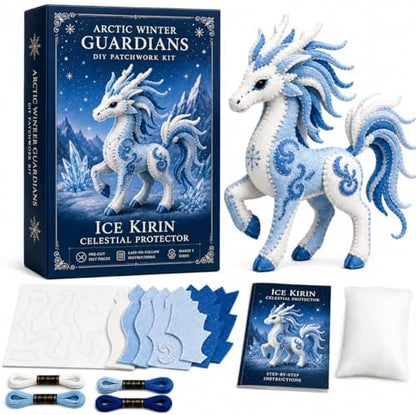 Winter Fantasy Animal Felt Sewing Kit, DIY Patchwork Craft Kit with Pre-Cut Felt Pieces, 3D Stuffed Animal Making Set for Beginners Adults Teens, Creative Home Decor Gift (G) by Unknown