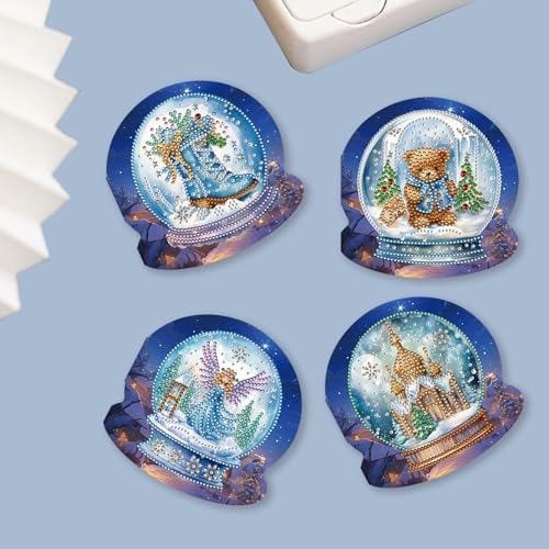 DIY Diamond Greeting Cards Set Christmas, 5D DIY Diamond Art Painting Greeting Card, DIY Christmas Card Making Kits for Family Friends Handmade Gift-#32-Crystal Ball - Image 2