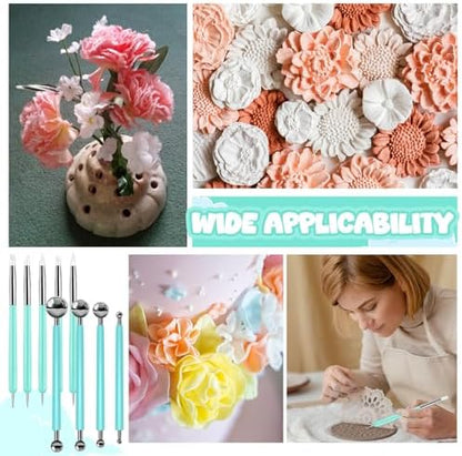18 Pcs Dotting Tools Silicone Clay Sculpting Tool Ceramic Clay Ball Stylus Pottery Embossing Tool for Rock Modeling Blending, Drawing - Image 6