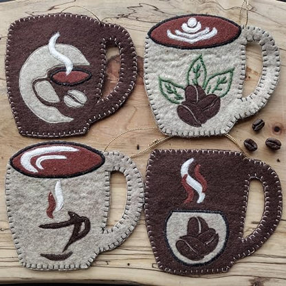 Coffee Mugs Ornament Kit, Quilting Kit for Adults, Cute Coffee-Lover Gift, DIY Ornament Kits, Small Ornament Kit, Giftcard Holder, Wool Felt Kit for Beginners, Includes Materials and Instructions - Image 5