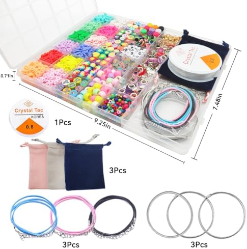 leitait Girls Toys Bracelet Making Kit - 3000pcs Charm Jewelry Making Kit Supplies,Easter Basket Stuffers,Unicorn/Mermaid Crafts Birthday Gifts for Girls Ages 5 6 7 8 9 10 11 12 Years Old - Image 3