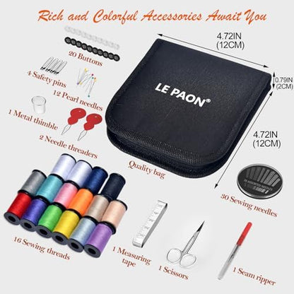 Sewing Kit Gifts for Grandma, Mom, Friend, Traveler, Adults, Beginner, Emergency,Sewing Supplies Accessories with Scissors,Sewing Needles Thimble, Thread,Tape Measure etc (Black, S),10 Pack - Image 3