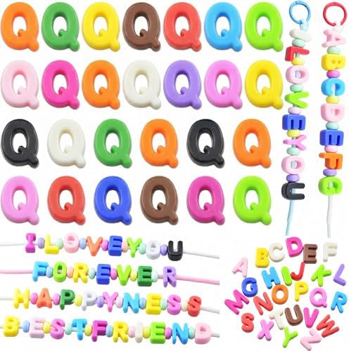 Large Letter Beads 26 Pcs 20mm 3D Paracord Beads Acrylic Colorful Bubble Big Alphabet Bead 6mm Large Hole Chunky Letter Bead for Keychains Purse Bag Charm Kit Backpack (26, Large Letter Beads Q) by KJMLDIY