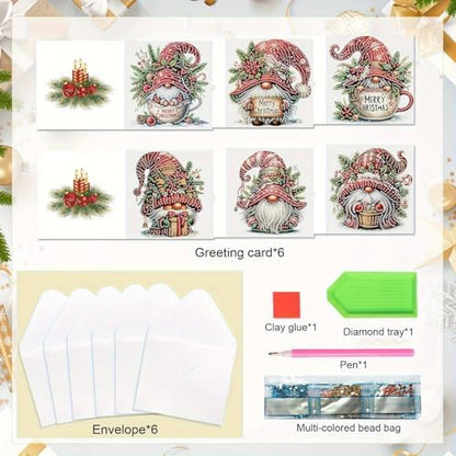 LumiCraft 6 Packs Merry Christmas Diamond Art Painting Greeting Card Kits - Image 3