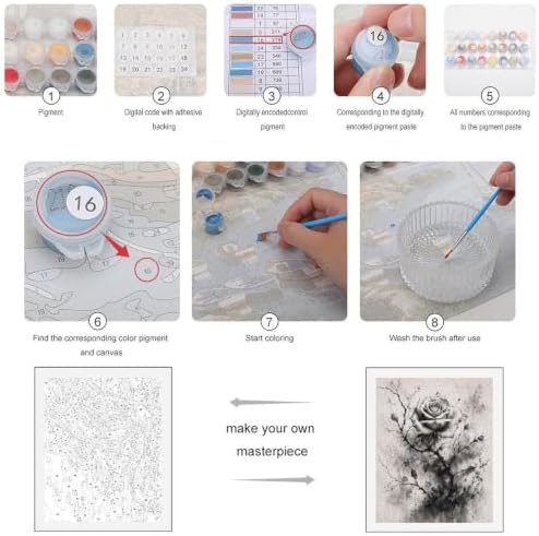 Bozfoxa Paint by Numbers Kit for Adults Beginner Gray Thorn Rose - Image 3