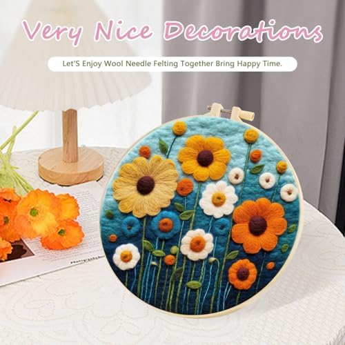 yesJRL Needle Felt Starter Set, Includes Colorful Wool, Felting Needles, Foam Pad, Felt Cloth & Instructions, Futuristic Style Kit for Home Decoration (Blue) - Image 5