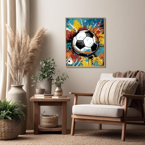 Reivworl Soccer Paint by Numbers Kit for Adults Beginner, 16" Wx20 L Soccer Paint by Number for Adult, Acrylic Painting Kits with Canvas for Gifts and Wall Decor - Image 2