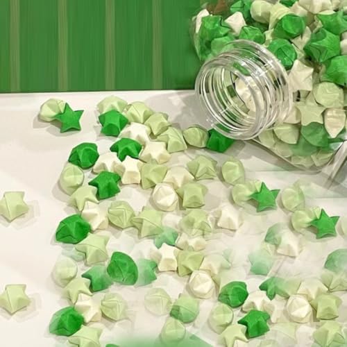Origami Paper Stars, Colorful Handcraft Origami Lucky Star Paper DIY Paper Arts Creativity Hand Art Crafts(Green gradient 540 sheets) - Image 2