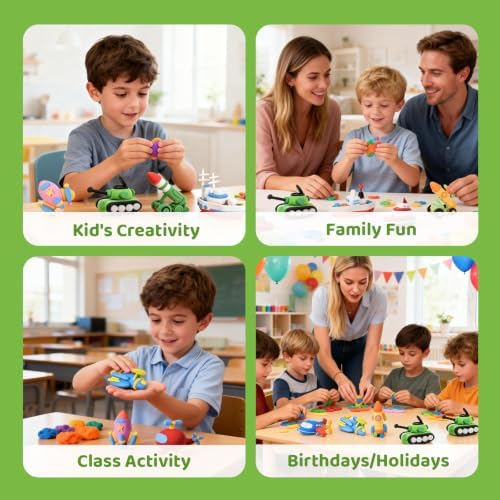 Both idea Air Dry Clay Air Kit Dry Modeling Set for 3-12 Kids Air Foam Tools DIY Clay Crafts, Air Dry Arts Clay Kits Modeling Clay Kit, Craft for Boys Classroom Birthday Party Toys - Image 6