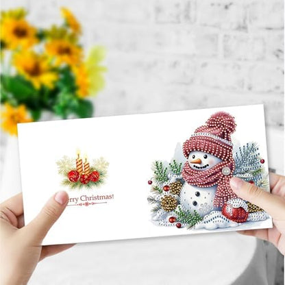 DIY Diamond Greeting Cards Set Christmas, 5D DIY Diamond Art Painting Greeting Card, DIY Christmas Card Making Kits for Family Friends Handmade Gift-#03-Snowman - Image 5
